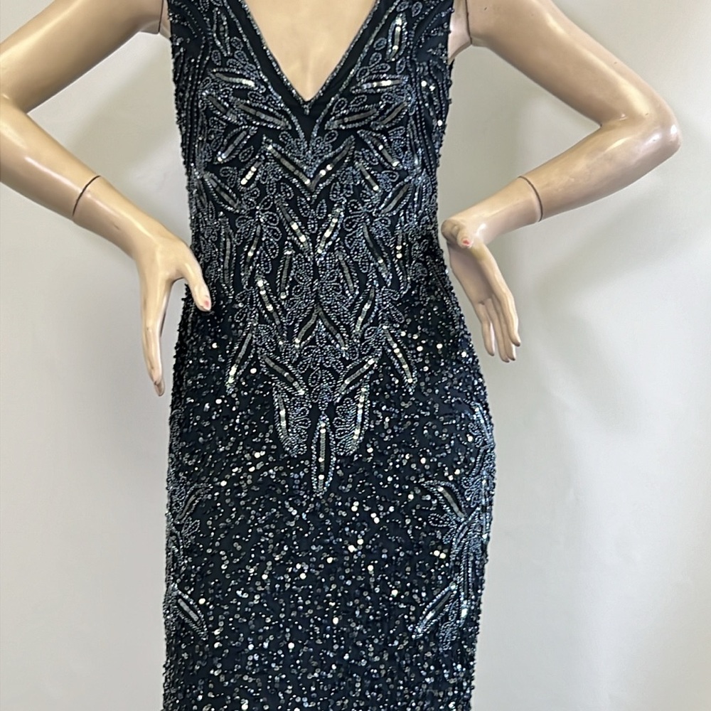 Aidan Mattox fully beaded sleeveless V-Neck long dress - Picture 6 of 13